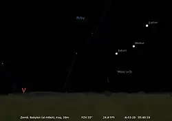 Betlémská hvězda - konjunkce Jupitera, Saturnu, Měsíce a Merkuru