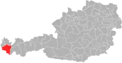 okres Bludenz na mapě Rakouska