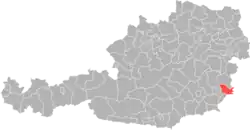 okres Güssing na mapě Rakouska