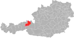 okres Kitzbühel na mapě Rakouska