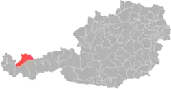 okres Reutte na mapě Rakouska