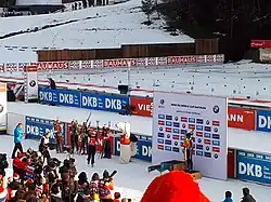 Vyhlášení výsledků stíhacího závodu žen