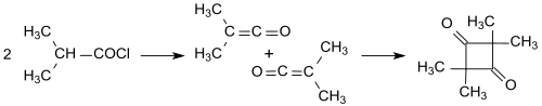 Dimerizace dimethylketenu na tetramethyl-cyklobutan-1,3-dion