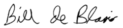 Bill de Blasio, podpis