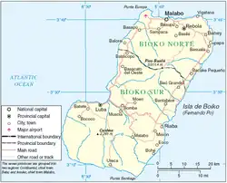 Mapa ostrova Bioko