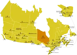 Diecéze Hearst-Moosonee na mapě