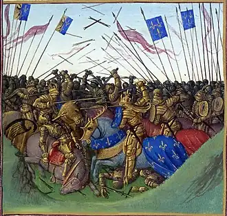 Bitva u Fontenay na miniatuře z 15. století