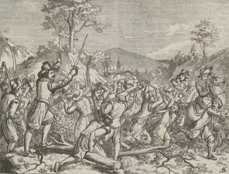 Bitva u Hluboše r. 1611 (ilustrace Josefa Scheiwla, 1891)