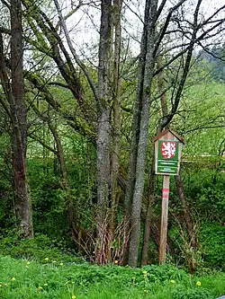 Cedule přírodní památky Blanice u Podedvorského mlýna