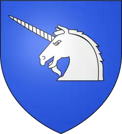 V erbu rodu byl bílý jednorožec na modrém pozadí