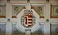 Znak kantonu Jura přidaný v roce 1978 do štuky