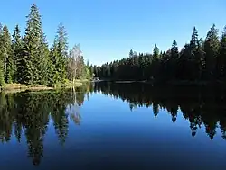 Pohled z hráze Blatného rybníka