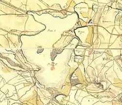 Rybník Blato a okolí na mapě z druhé poloviny 18. století