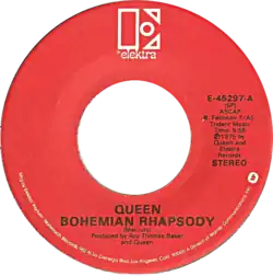 Gramofonová deska obsahující singl Bohemian Rhapsody/I'm in Love with My Car