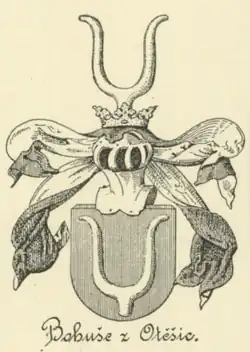 Erb Bohušů z Otěšic (reprodukce V. Krále z Dobré Vody, 1890)