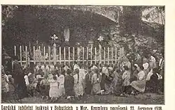 Lurdská jeskyně v Bohuticích (1928) byla spolu s křížovou cestou součástí poutního areálu