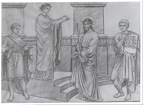 Ježíš odsouzen k smrti. Návrh I. zastavení Křížové cesty pro kostel ve Vodňanech. Městské muzeum a galerie Vodňany.