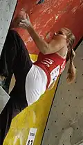 Petra Klinglerová v kvalifikaci SP 2010 v boulderingu, ve Vídni