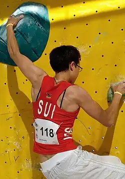 Alexandra Eyer v kvalifikaci na SP 2010 v boulderingu, Vídeň