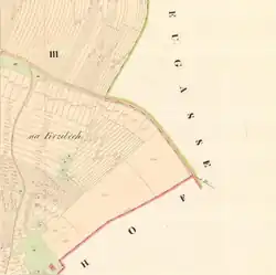 Brno, Žabovřesky, na Křibech, otisk stabilního katastru.png