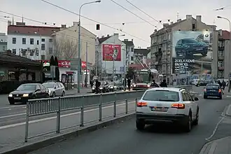 Ulice Křenová u zastávky Vlhká