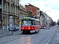 Tramvaj Tatra T3M v zastávce Husitská