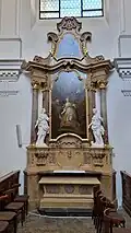 Oltář sv. Barbory: obraz Felix I. Leicher (1769), sochy Ondřej Schweigl (kol. 1763)