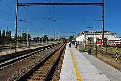 Stanice Brno dolní nádraží s provizorními nástupišti pro cestující (2017)