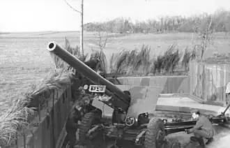 10,5cm hrubý kanón vz. 35 ve službách Wehrmachtu jako součást pobřežní baterie ve Francii, 1941