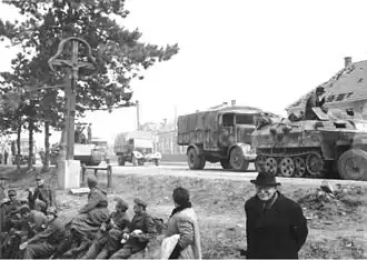 Německé jednotky během balatonské ofenzívy, březen 1945