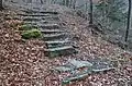 Schody v místě, kde stával altán nad Býčí skálou