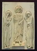 Kristus mezi Marií a Janem, byzantská řezba ve slonovině