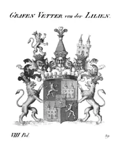 Hraběcí erb Vetterů z Lilie
