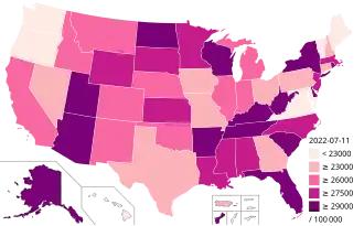Potvrzené případy na milion obyvatel