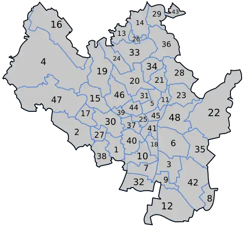 Očíslovaná katastrální území Brna