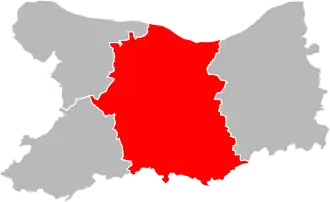 Arrondissement Caen na mapě departementu Calvados
