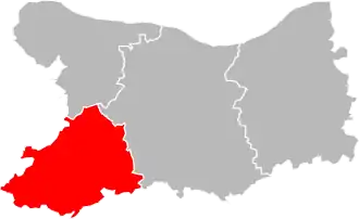 Arrondissement na mapě departementu Calvados