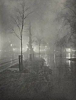 William Fraser: A Wet Night, Columbus Circle, 1899