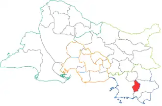 Kanton Aubagne-Ouest na mapě departementu Bouches-du-Rhône