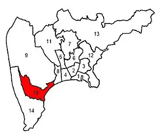 Kanton na mapě města Nice