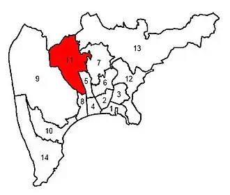 Kanton na mapě města Nice