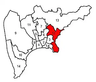 Kanton na mapě města Nice