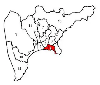 Kanton na mapě města Nice