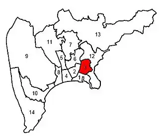 Kanton na mapě města Nice