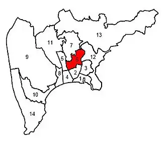 Kanton na mapě města Nice