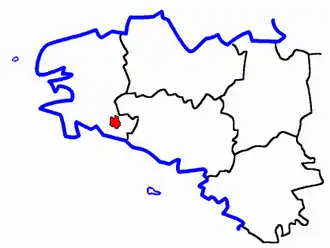 Kanton Bannalec na mapě regionu Bretaň