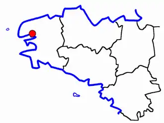 Kanton Brest-Kerichen na mapě regionu Bretaň
