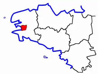 Kanton Châteaulin na mapě regionu Bretaň