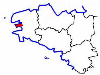 Kanton Crozon na mapě regionu Bretaň
