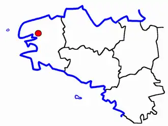 Kanton Guipavas na mapě regionu Bretaň